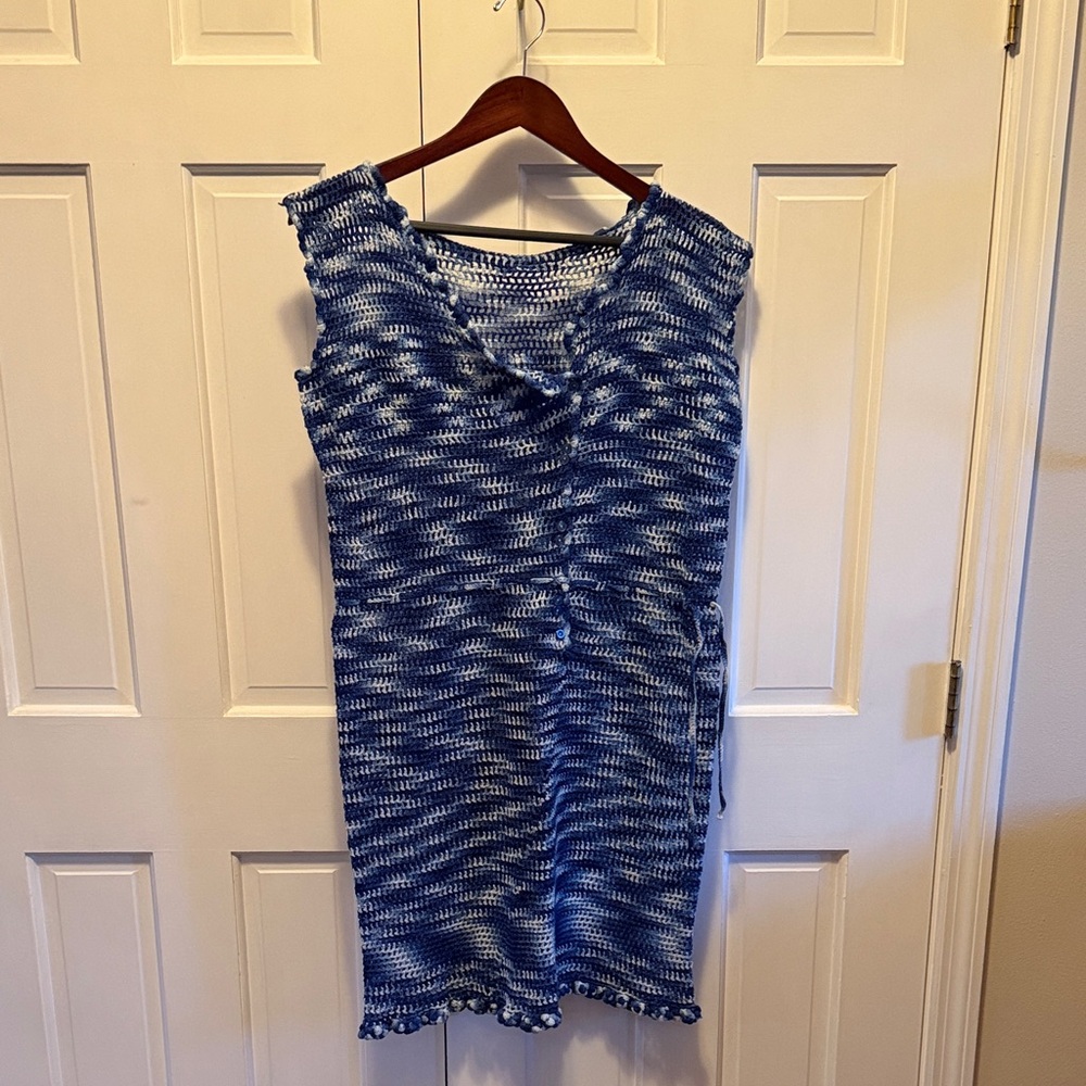 VINTAGE Crochet Blue and White dress. Darling!